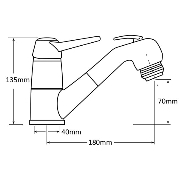 Shower Flick Mixer and Pull Out Shower head Kit